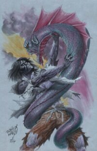 Zombie on Silver Paper / Color pencil & ink / 11" x 17"