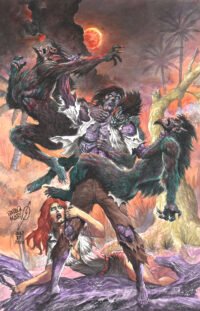 Zombie Vs Werewolves / Color on canvas / 13" x 19"