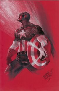 Captain America On Red / pencil on color paper /	11" x 17"